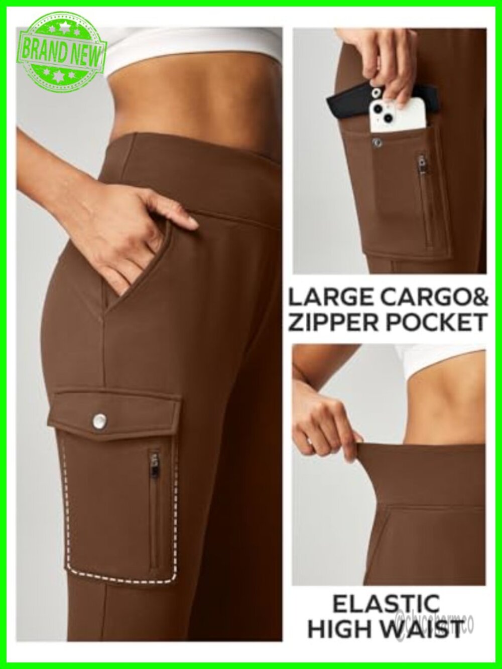 Fleece Lined Joggers Women Water Resistant Thermal Cargo Pants with Pockets - Picture 2 of 6